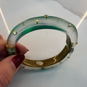 alexis bittar green gold resin MAGNETIC cuff bangle statement bracelet NWOT